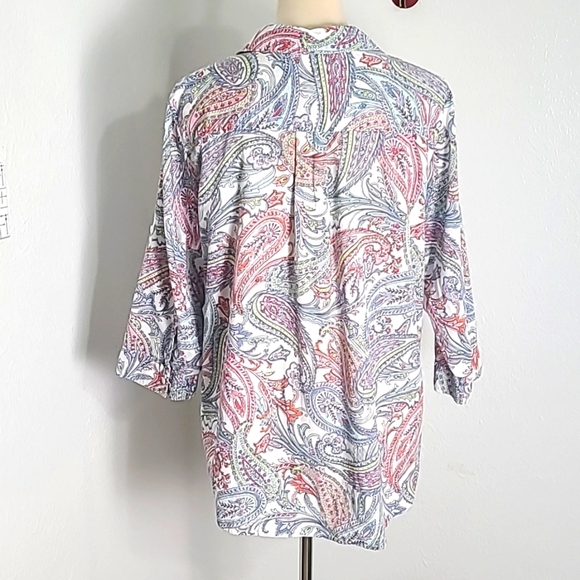Croft & Barrow Pink, Blue & White Floral Buttondown Blouse, Size XXL - Picture 7 of 10